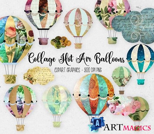 Collage Hot Air Balloon Clipart - 270855