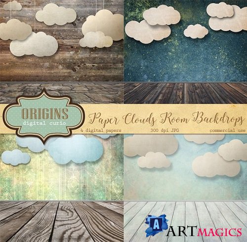 Paper Clouds Room Backdrops - 573176