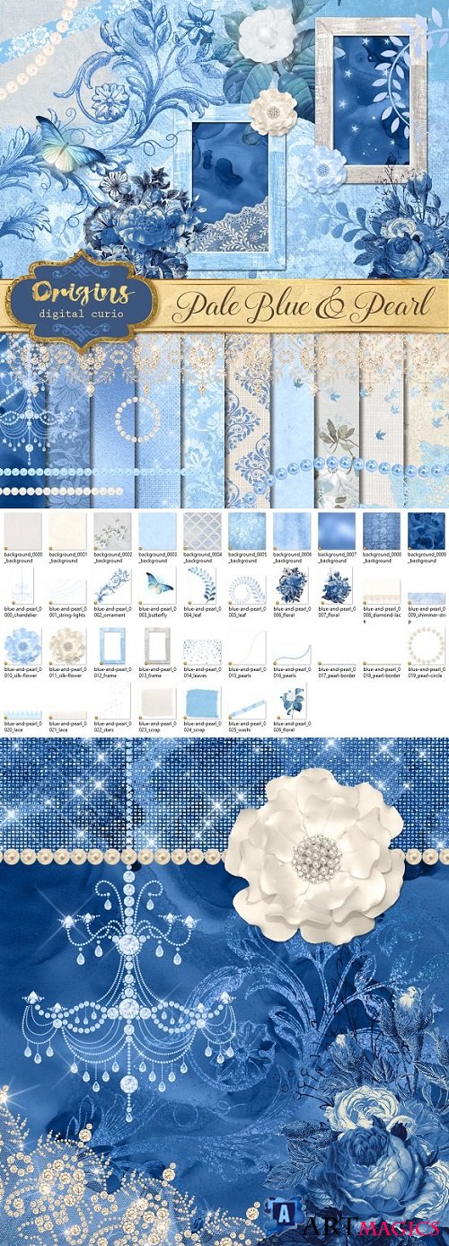Pale Blue and Pearl Graphics - 1908777