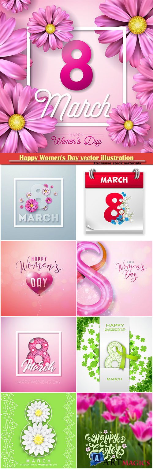 Happy Women's Day vector illustration,8 March, spring flower background # 8