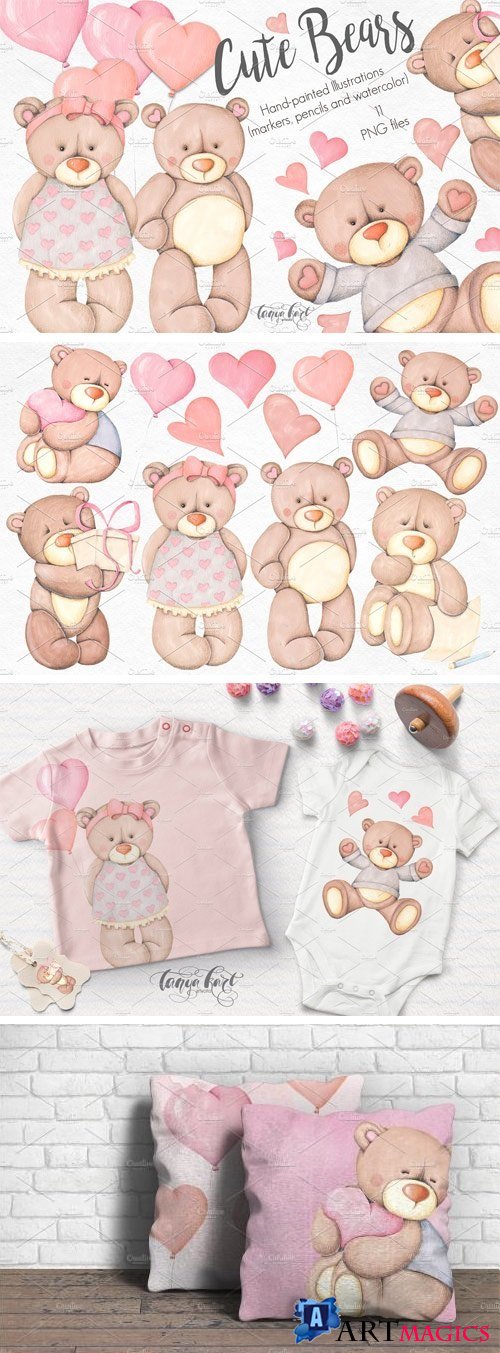 Cute Bears Hand Painted Collection - 2182241