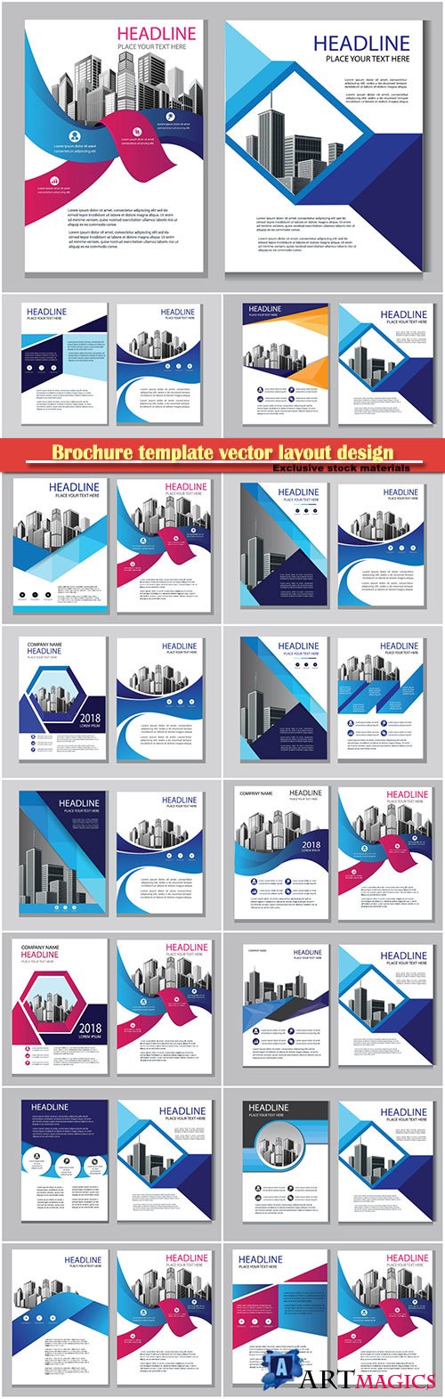 Brochure template vector layout design, corporate business annual report, magazine, flyer mockup # 129