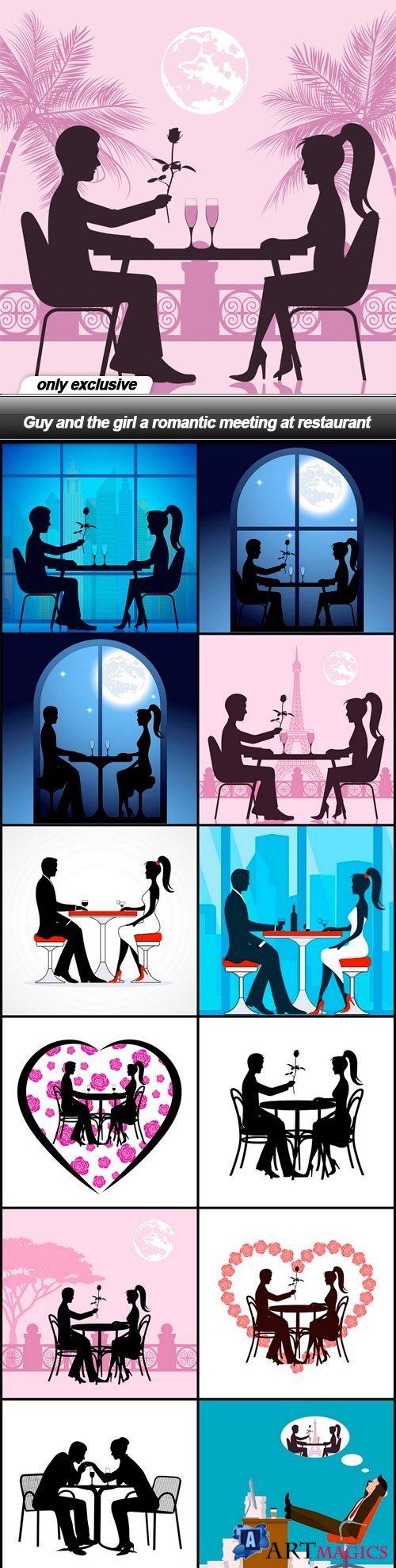 Guy and the girl a romantic meeting at restaurant - 13 EPS