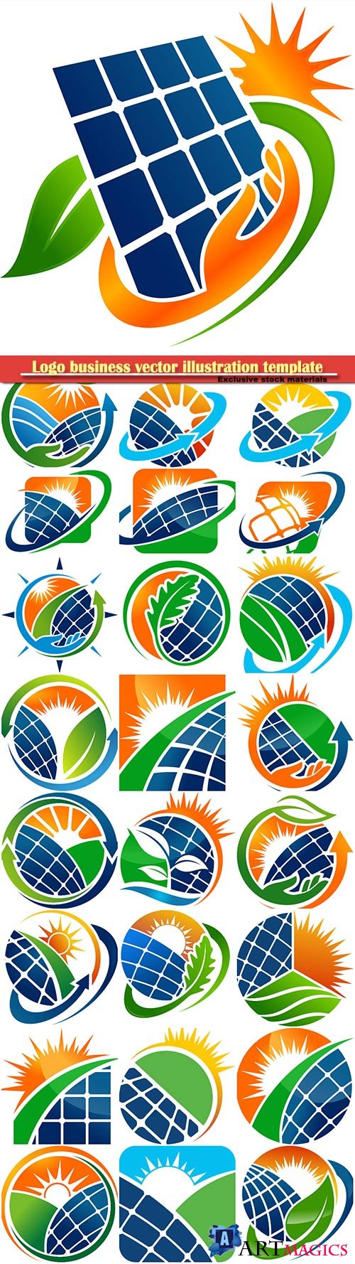 Nature solar energy logo business vector illustration template # 84