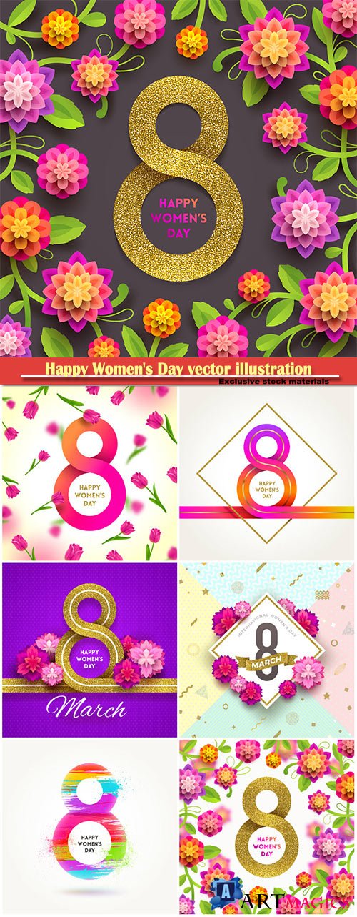 Happy Women's Day vector illustration,8 March, spring flower background # 11