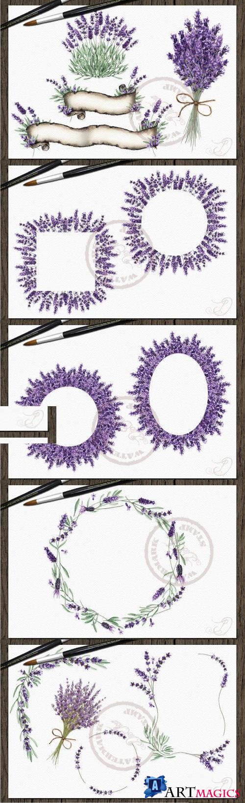 Lavender Frames Watercolor Clip Art - 2315682