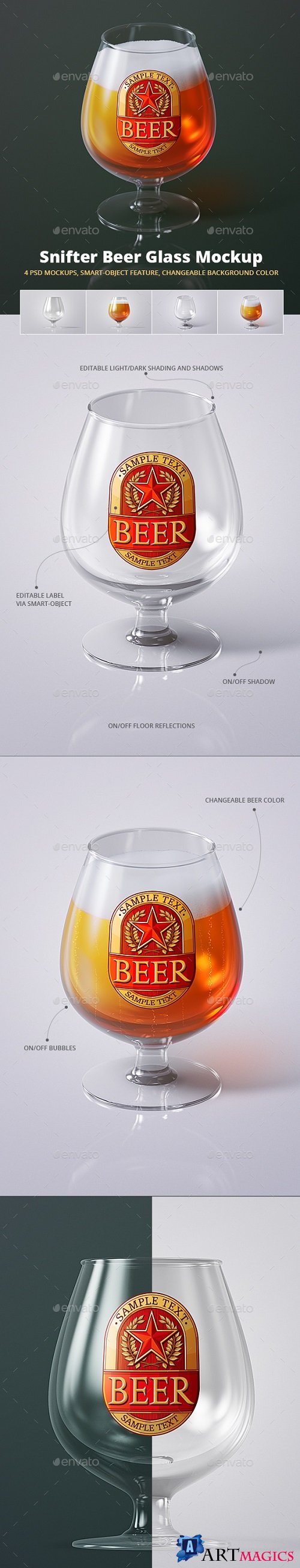 Beer Glass Mock-up - Snifter 21479691