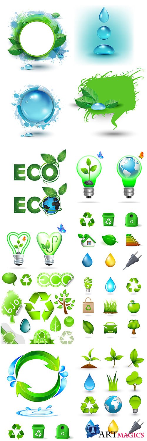 Green nature ecology and environment emblem design 3
