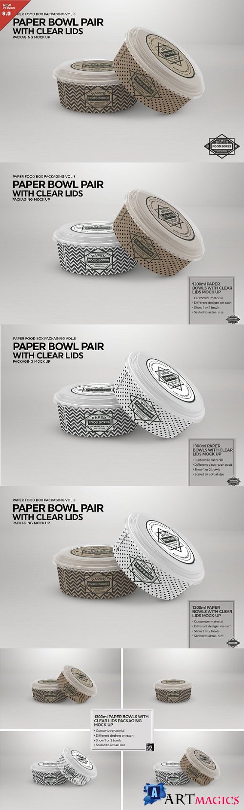 Paper Bowls with Clear Lids MockUp - 2181800