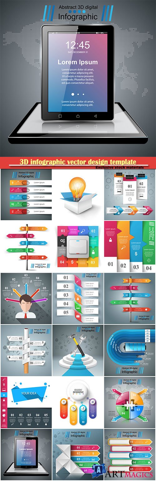 3D infographic vector design template and marketing icons