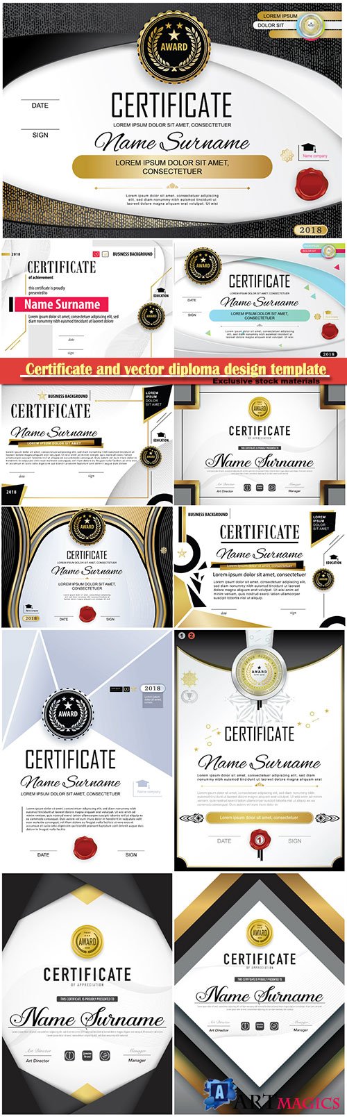 Certificate and vector diploma design template # 53