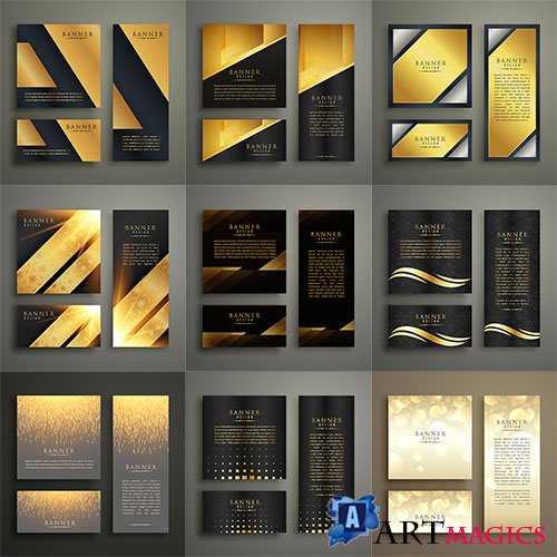     -  / Gold banners for design - Vector
