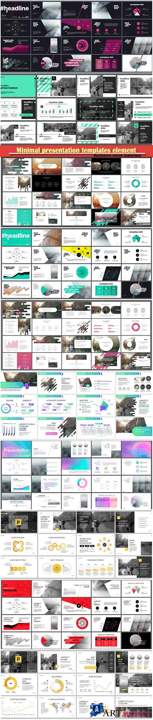 Minimal presentation templates element, vector infographics, corporate report, marketing, advertising, annual report, banner