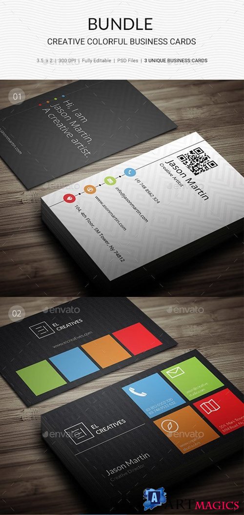 Bundle - Creative Colorful Business Cards
