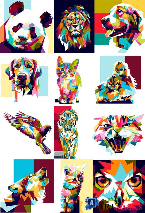     / Colorful animals in vector