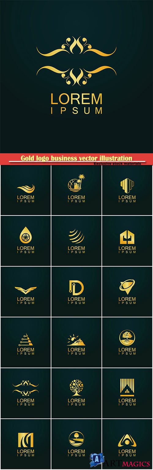 Gold logo business vector abstract illustration # 49