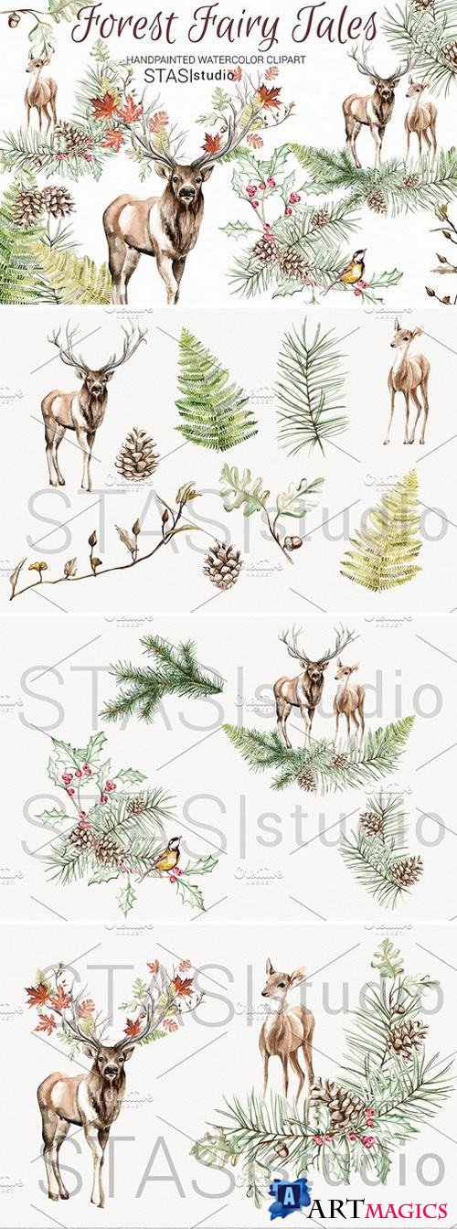 Watercolor Deer Clipart 1590698