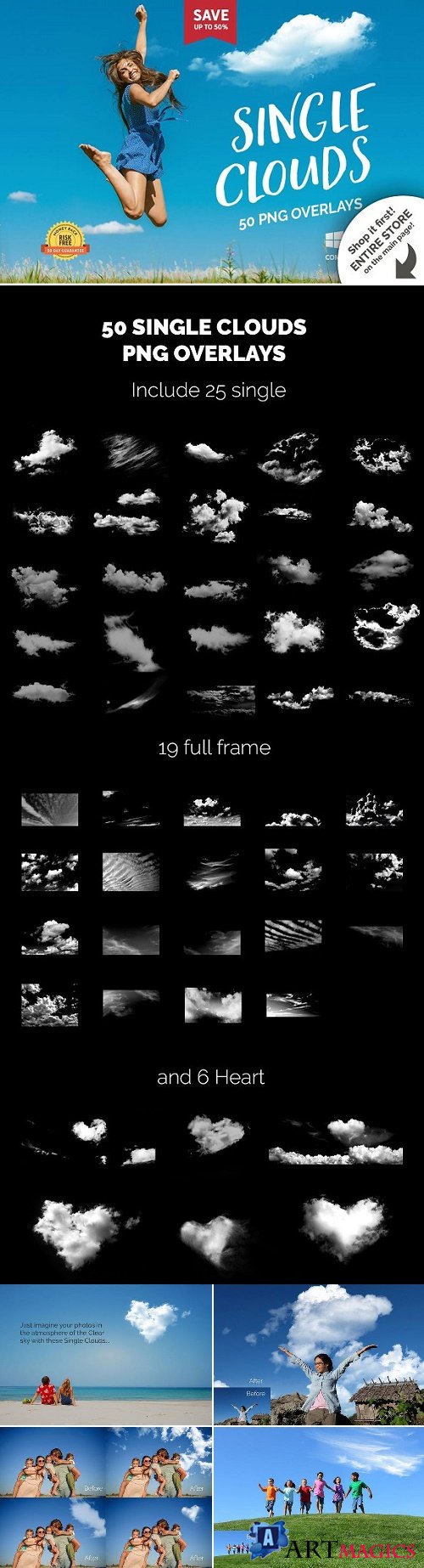 50 Single Clouds Photo Overlays 2321313