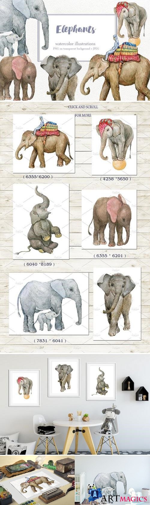 Elephants Illustrations watercolor 2276650