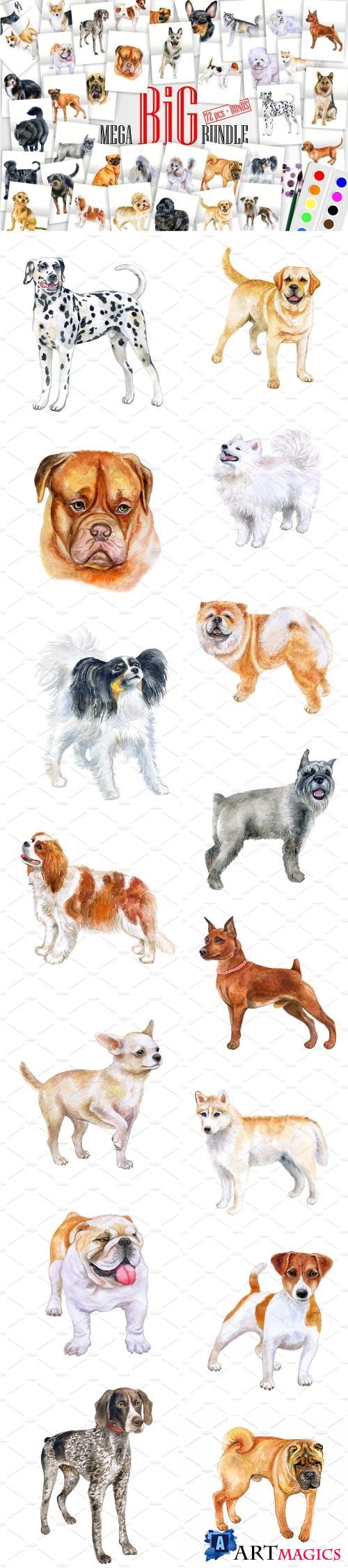 Watercolor Dogs BIG BUNDLE - 2391277