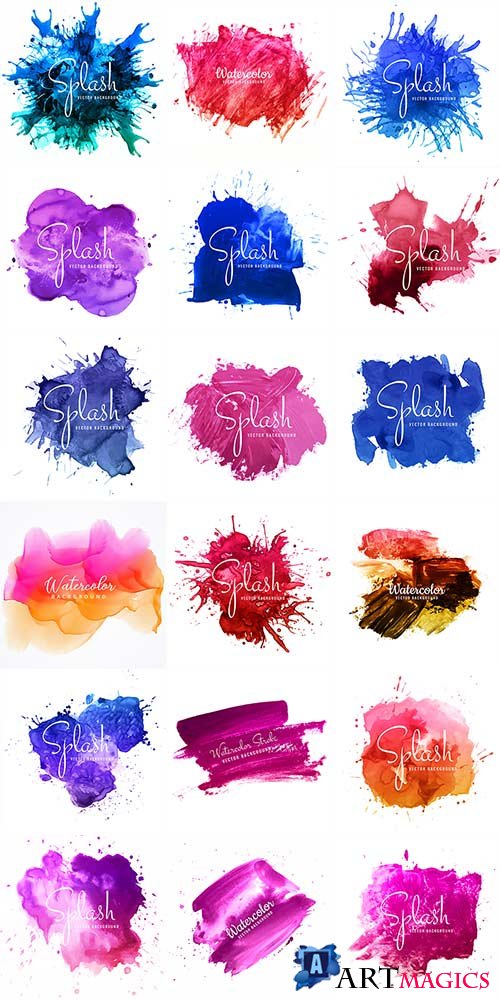 Abstract brush stroke for design and colorful splash watercolor in vector