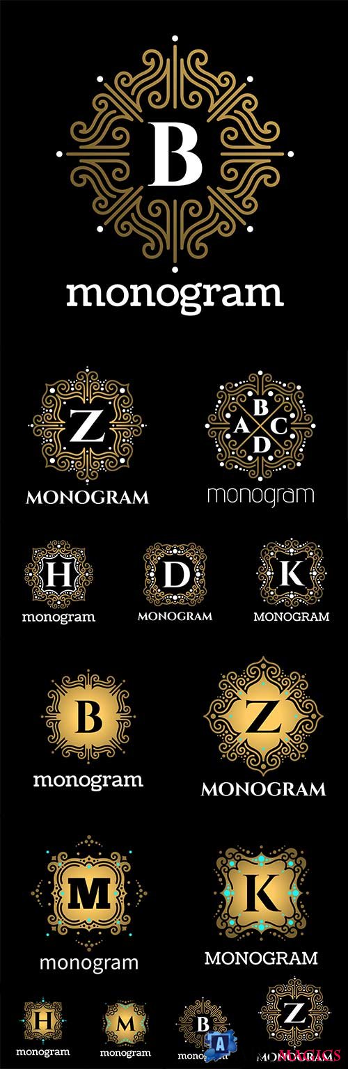 Vintage frame ornament luxury letter monogram design