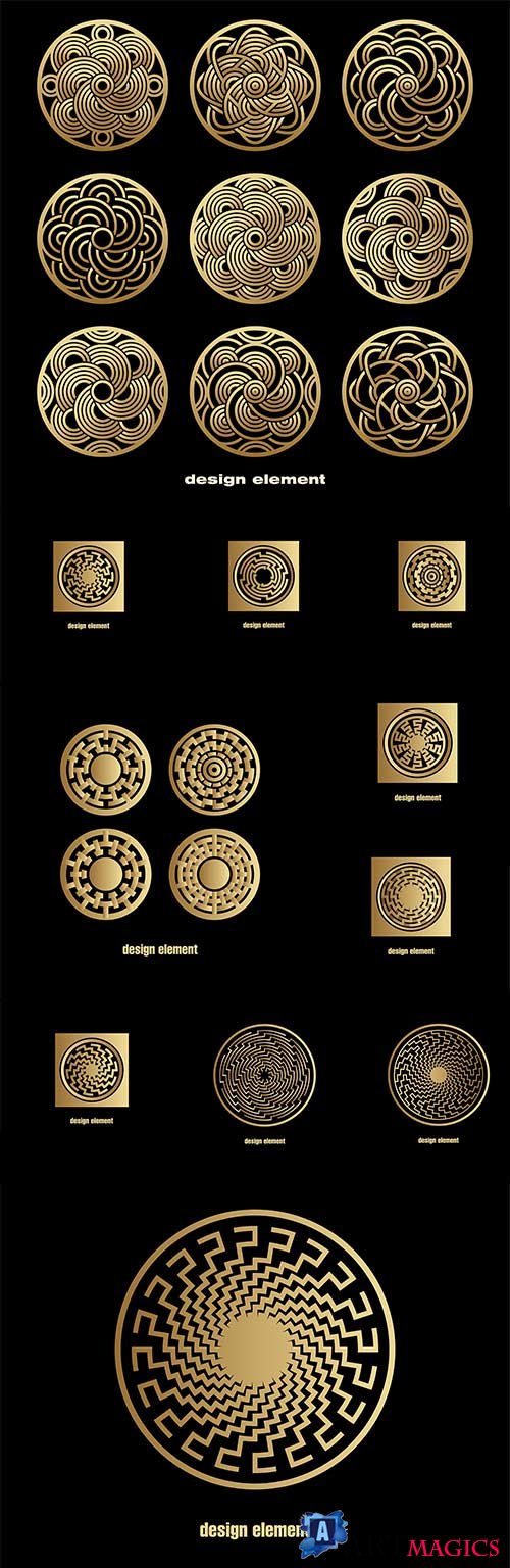Vintage luxury decorative monogram gold ornament design
