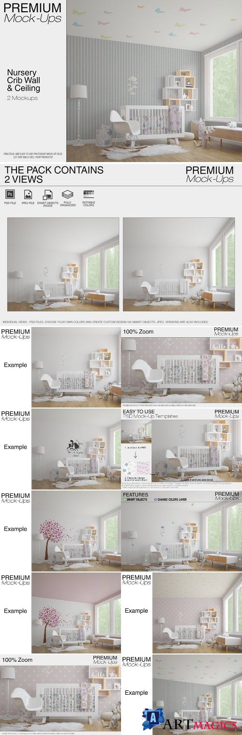 Nursery - Crib Walls Ceiling Mockup 2353215