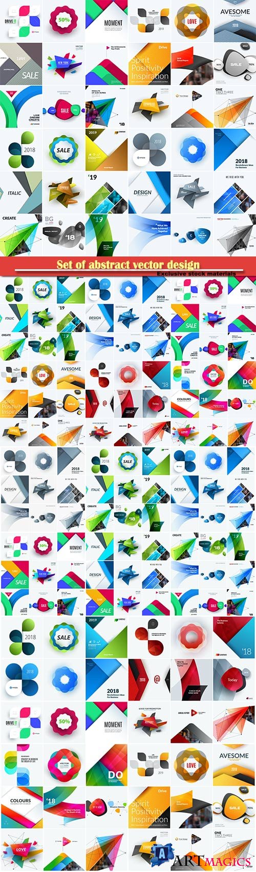 Set of abstract vector design for graphic template