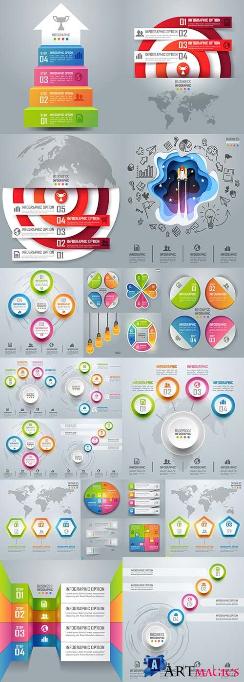 Business elements Infographics design collection 172