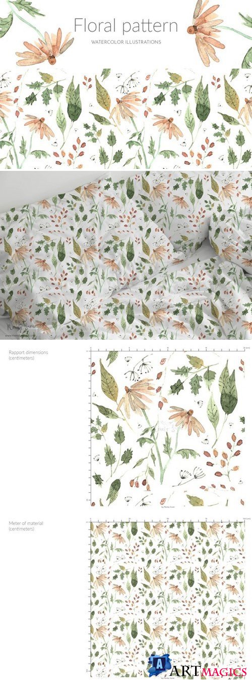 Suface pattern, watercolor flowers 2325017