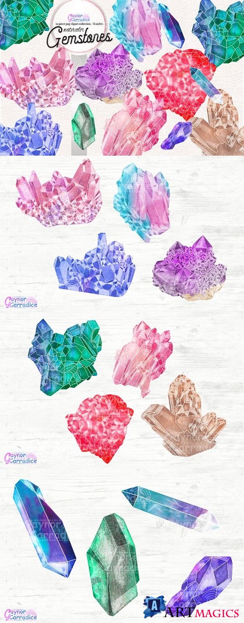 Natural Gemstones Watercolor 2357379