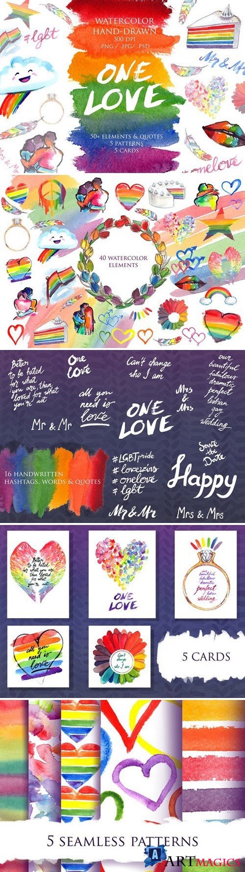 LGBT Pride rainbow watercolor set 2356686