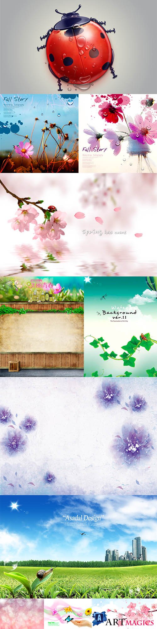14 Layered spring backgrounds