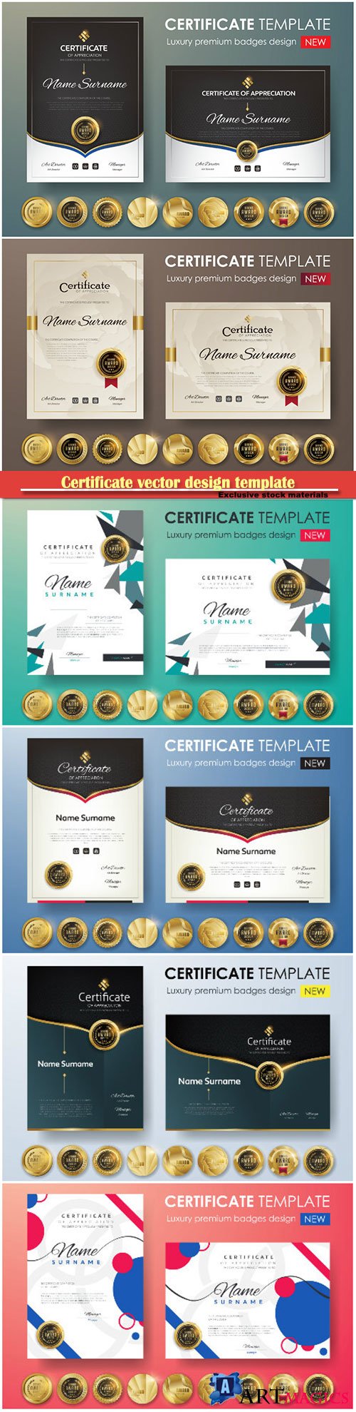 Certificate and vector diploma design template # 61