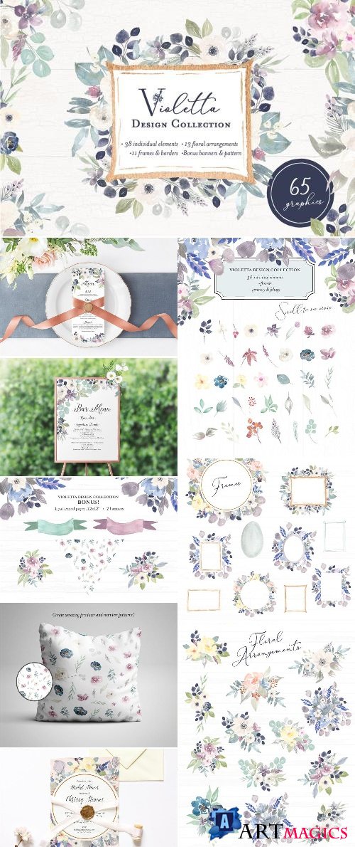 Violetta Flower Clipart and Frames 2371448