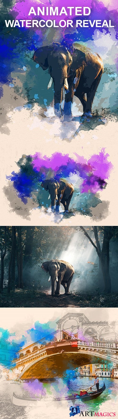 Animated Watercolor Reveal Photoshop Action 21721025