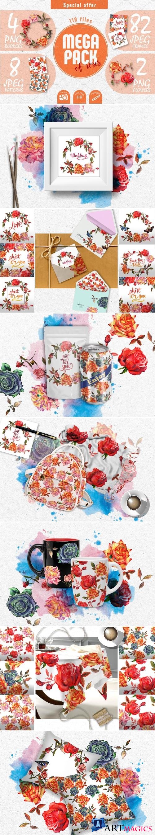 Wildflower colorful roses PNG set - 2426761