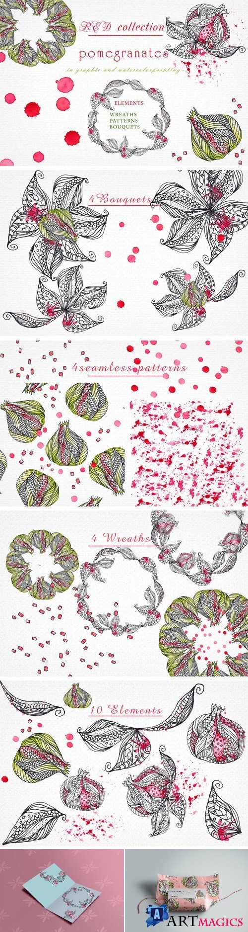 Pomegranates. Graphic & Watercolor - 2350131