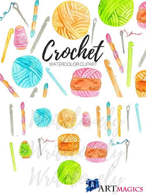 Watercolor Crochet Clipart 2405003