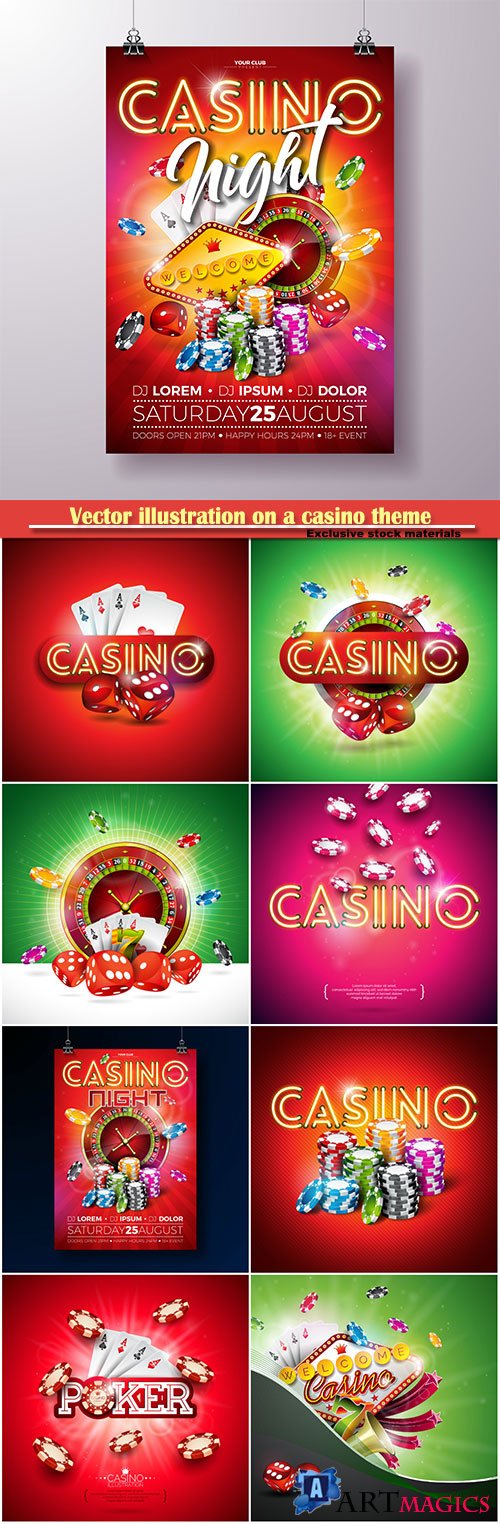 Vector illustration on a casino theme, gambling design for invitation or promo banner
