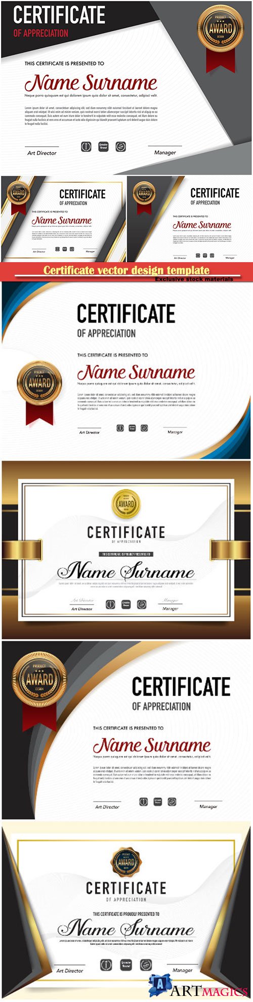 Certificate and vector diploma design template # 63