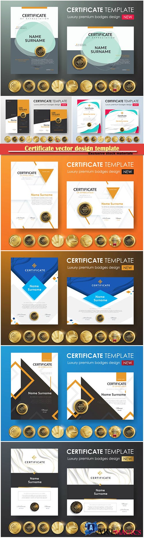 Certificate and vector diploma design template # 64