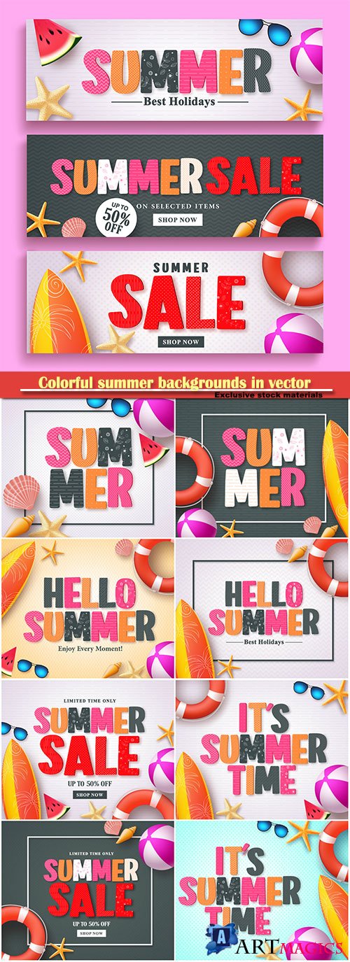 Colorful summer backgrounds in vector