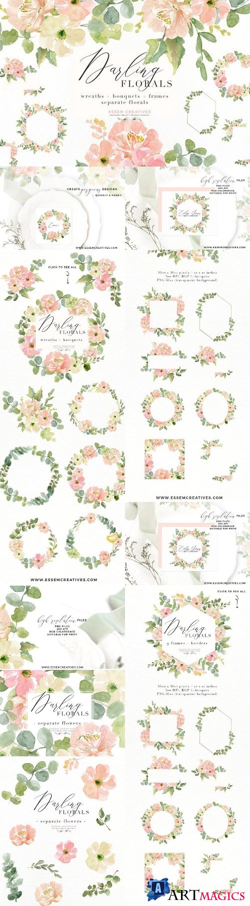 Wedding Invite Watercolor Flower PNG 2402689
