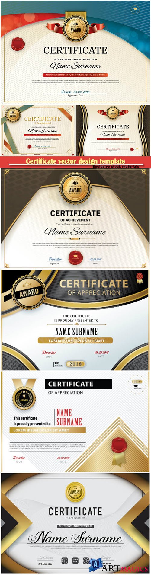 Certificate and vector diploma design template # 65