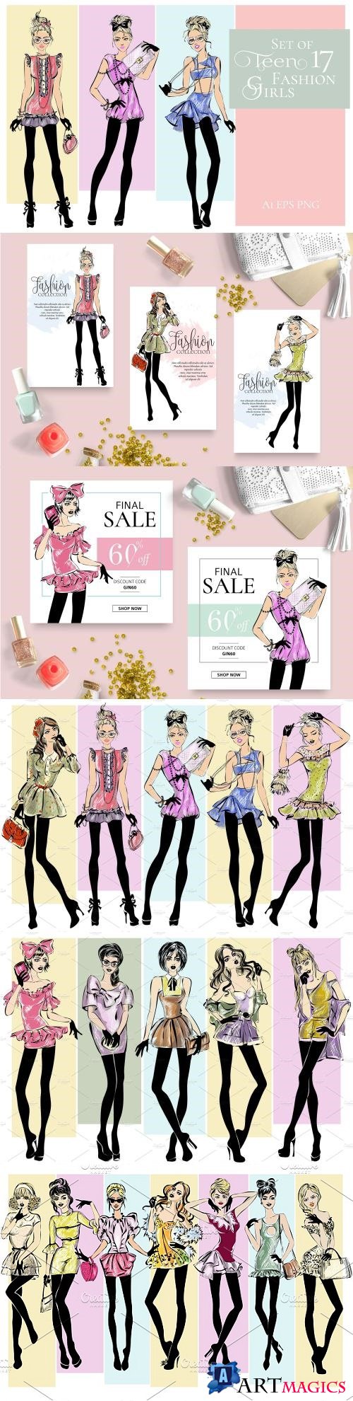 17 Teen Fashion Girls Illustrations - 2420554