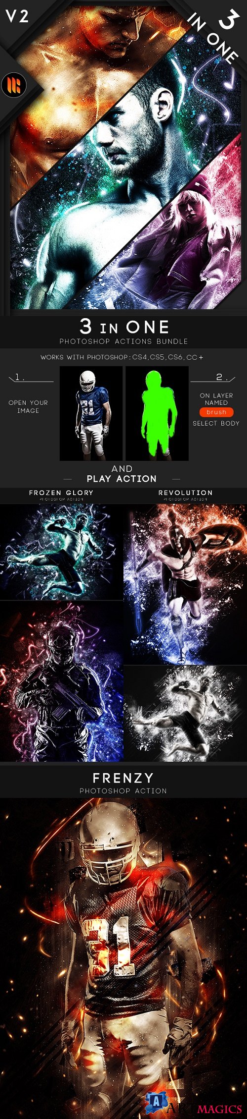 3 In One Photoshop Actions Bundle V2 - 21801393