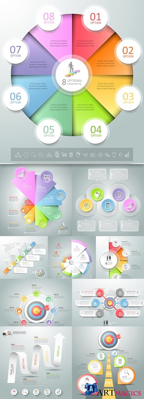 Business elements Infographics design collection 174
