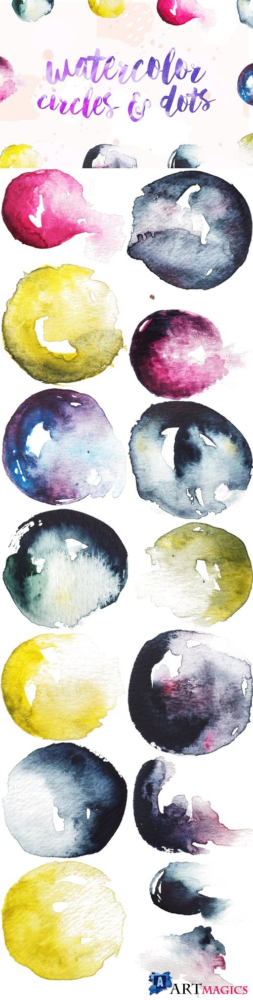 Watercolor Circles & Dots